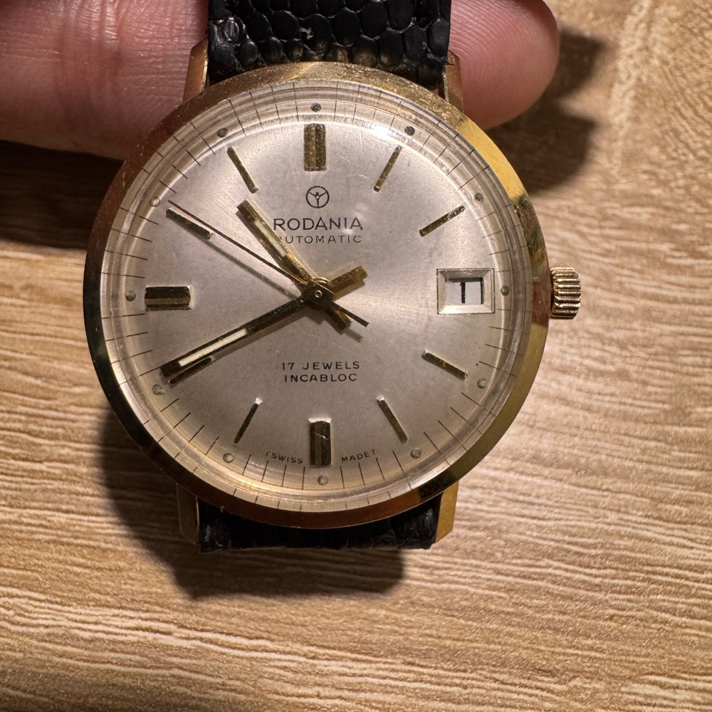 Rodania Automatic 14k Gold and Black Watch